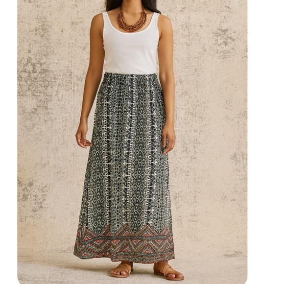 Boho Tribal Patterned Maxi Skirt - Picture 1 of 4